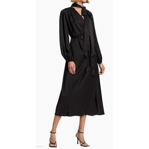 NEW Zimmermann  High-Neck black Silk Midi-Dress size 0/ US 4